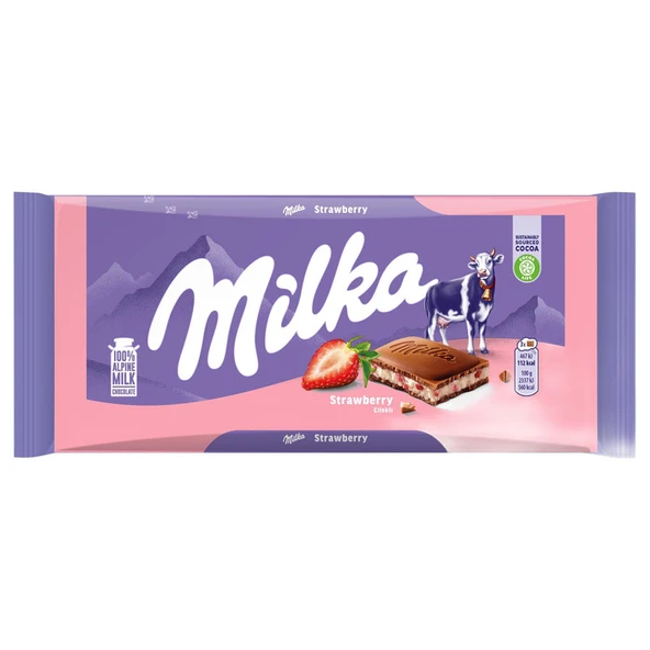 Milka Çikolata Çilekli Tablet 100 Gr ürün görseli