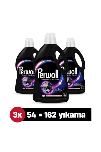 Perwoll Siyahlar ve Koyu Renkliler Yenileme & Hassas Sıvı Çamaşır Deterjanı 2.97L 3'lü Set ürün görseli 1