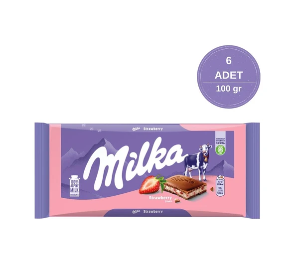 Milka Çilekli Yoğurtlu Tablet Çikolata 6 x 100 G ürün görseli