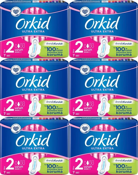 Orkid Ultra Extra Hijyenik Ped Uzun 6 x 7'li ürün görseli 1