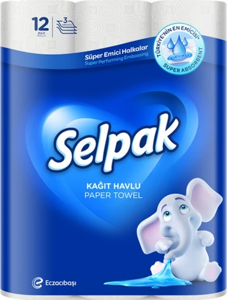 Selpak Professional Selpak Süper Emici Rulo Kağıt Havlu 3 Katlı 12'Li Paket ürün görseli