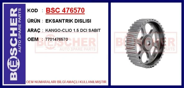 Renault Eksantrık Dislisi Clio Kangoo 1.5dci K9k Sabıt - Bsc 476570 ürün görseli