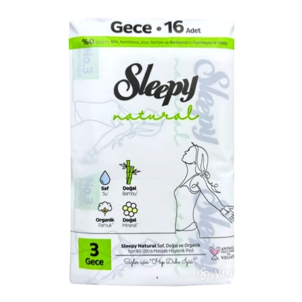 Sleepy Natural Ultra Hassas Hijyenik Ped 3 Gece 16'lı ürün görseli 1