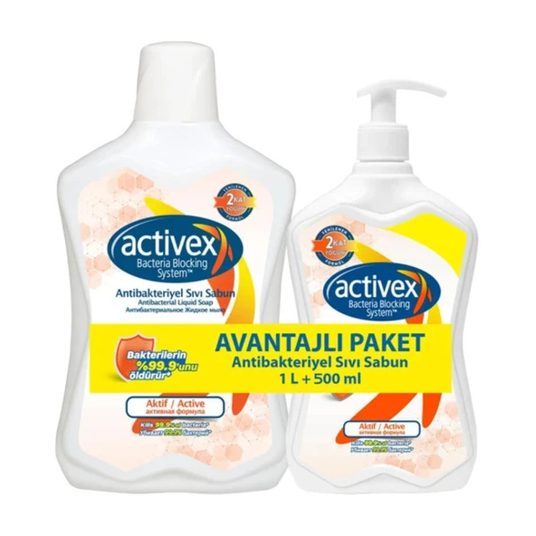 Activex Sabun Sıvı Antibakteriyel 1 Lt + 500 Ml ürün görseli
