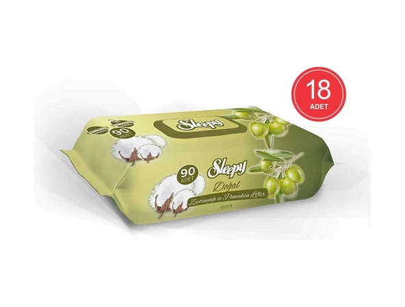 Sleepy Doğal Zeytinyağı Ve Pamuksu Lifler Islak Havlu 18 X 90'Lı ürün görseli 1