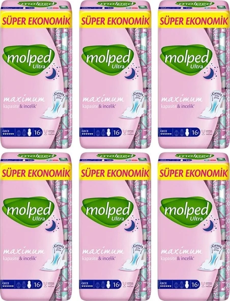 Molped Ultra Süper Ekonomik Hijyenik Ped Gece 6 x 16'lı ürün görseli 1