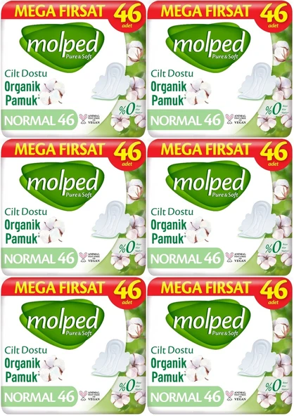 Molped Pure&soft Hijyenik Ped Normal 276 6pk 46 Adet Mega Pk ürün görseli 1