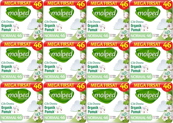 Molped Pure&soft Hijyenik Ped Normal 552 12pk 46 Adet Mega Pk ürün görseli 1
