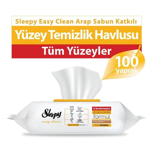 Sleepy Easy Clean Arap Sabunu Katkılı Yüzey Temizlik Havlusu 100'lü ürün görseli