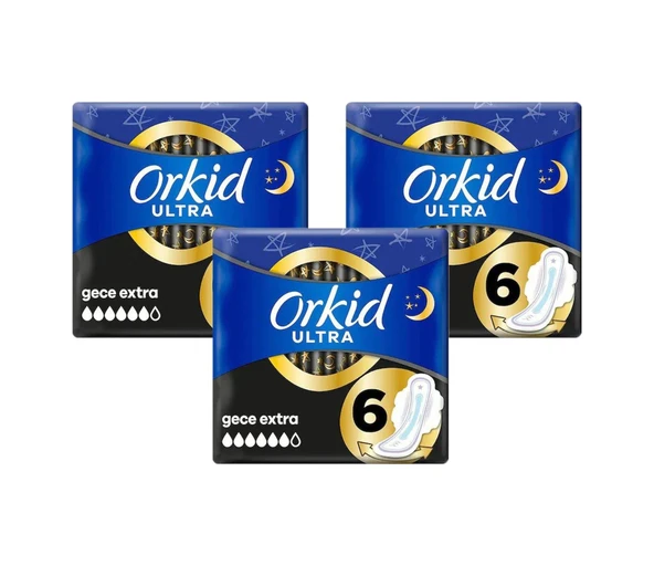 Orkid Hijyenik Ped Ultra Extra Tekli Gece Extra X 3 Adet ürün görseli 1