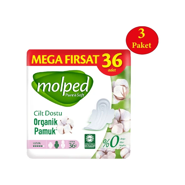 Molped Pure Soft Mega Fırsat Hijyenik Ped Uzun 3 x 36'lı ürün görseli 1