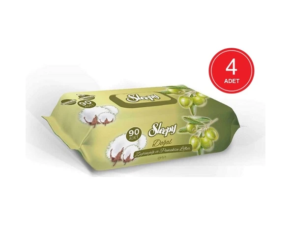 Sleepy Doğal Zeytinyağı Ve Pamuksu Lifler Islak Havlu 4 X 90'Lı ürün görseli
