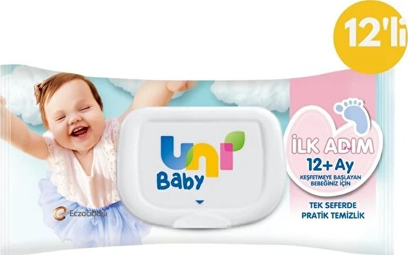 Uni Baby Ilk Adım Islak Mendil 52'Li X 12 Paket ürün görseli