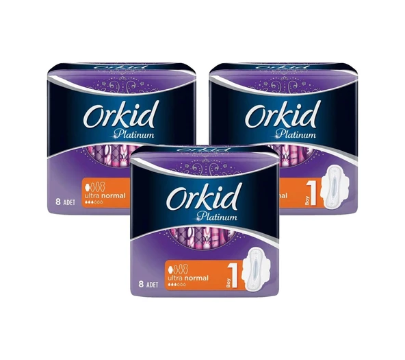 Orkid Platinum Hijyenik Ped Ultra Normal 8'li X 3 Adet ürün görseli 1