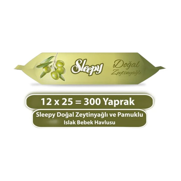 Sleepy Bebek Islak Havlusu Doğal Zeytinyağı Ve Pamuksu Lifler 25'li ürün görseli 1