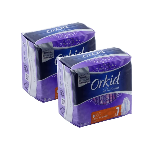 Orkid Platinum Hijyenik Ped Ultra Normal 2 x 8'li ürün görseli 1