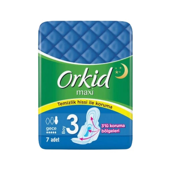 Orkid Ped Maxi Hijyenik Gece Tekli Paket 7'li ürün görseli 1