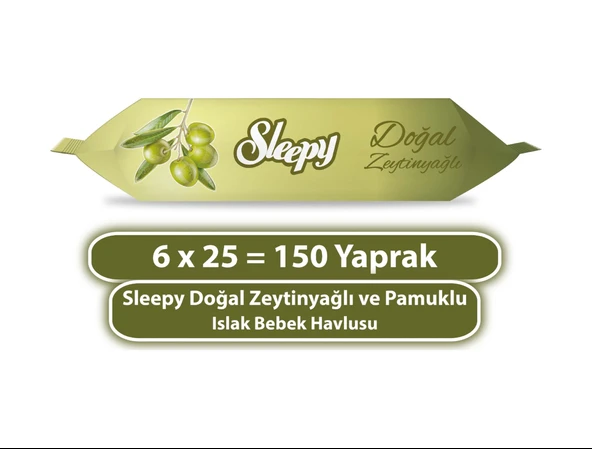 Sleepy Doğal Zeytinyağlı Ve Pamuklu Islak Bebek Havlusu 6X25 ürün görseli 1