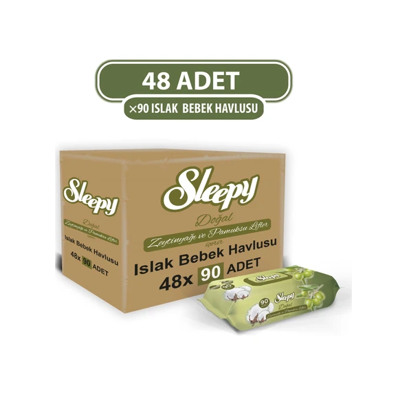 Sleepy Doğal Zeytinyağı Ve Pamuksu Lifler Islak Havlu 48 X 90'Lı