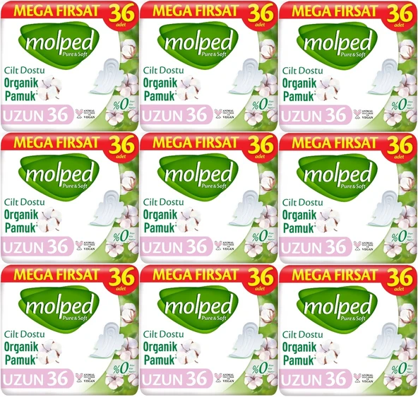 Molped Pure & Soft Hijyenik Ped Uzun 9 x 36'lı ürün görseli 1