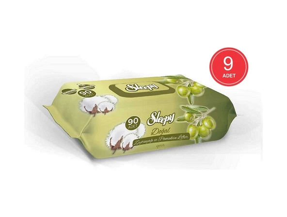 Sleepy Doğal Zeytinyağı Ve Pamuksu Lifler Islak Havlu 9 X 90'Lı ürün görseli 1