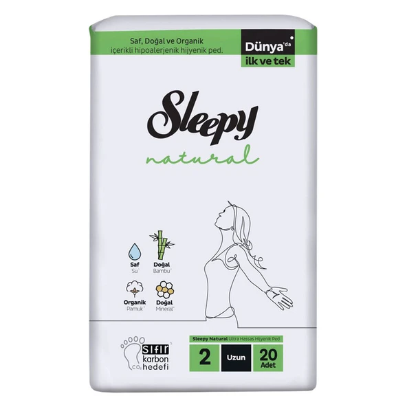 Sleepy Ped Natural Ultra Hassas Hijyenik Uzun 20'li ürün görseli 1
