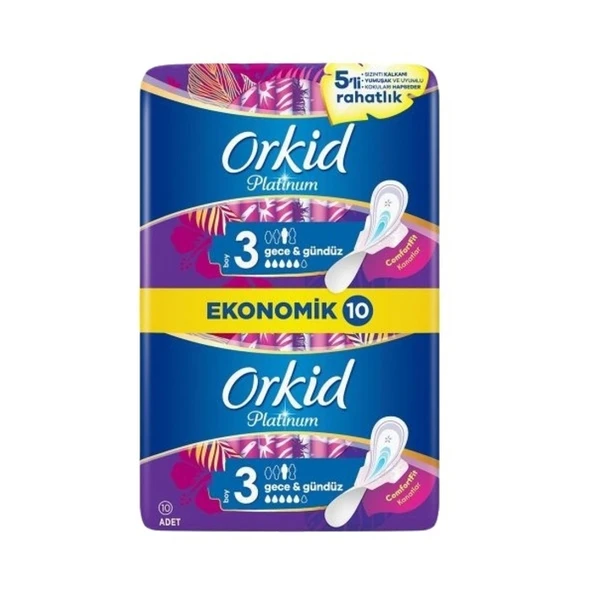Orkid Platinum Hijyenik Ped Gece Ekonomik Paket 10'lu ürün görseli 1