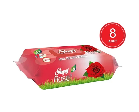 Sleepy Gül Kokulu Islak Bebek Havlusu 8 X 90'Lı ürün görseli