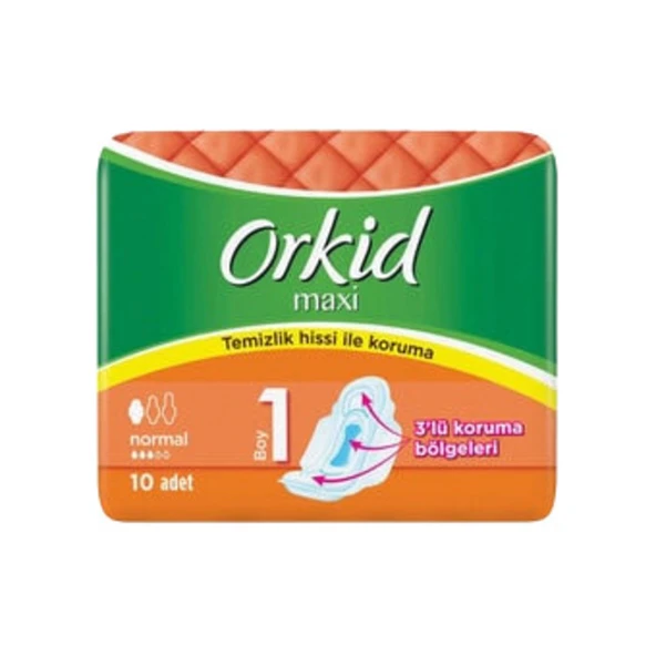 Orkid Hijyenik Ped Maxi Normal Tekli Paket 10'lu ürün görseli 1