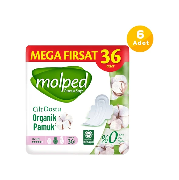 Molped Pure & Soft Mega Fırsat Hijyenik Ped Uzun 6 x 36'lı ürün görseli 1
