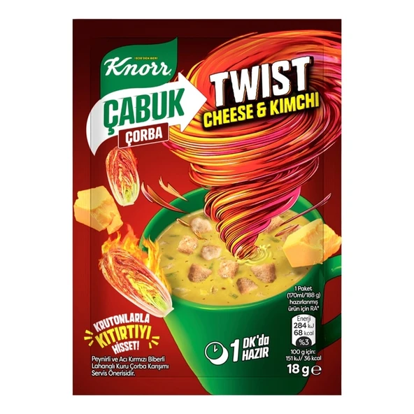 Knorr Çabuk Çorba Twist Cheese Kimchi 18 Gr ürün görseli
