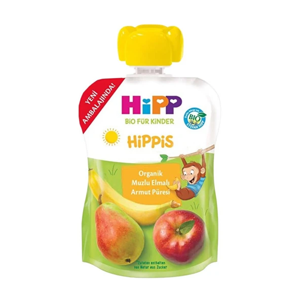 Hipp Meyve Püresi Organik Muzlu Elmalı Armutlu 100 Gr ürün görseli 1