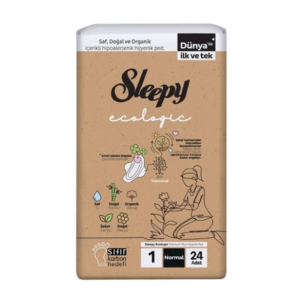 Sleepy Ecologic Premium Plus Hijyenik Ped Normal 24'lü ürün görseli 1
