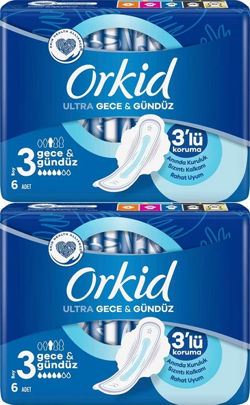 Orkid Ultra Extra Hijyenik Ped Gece & Gündüz 2 x 6'lı ürün görseli 1