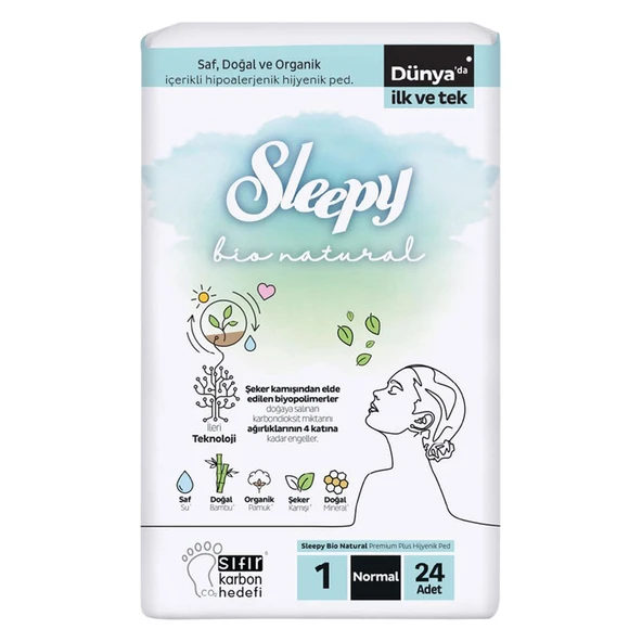 Sleepy Ped Bio Natural Premium Plus Hijyenik Normal 24'lü ürün görseli