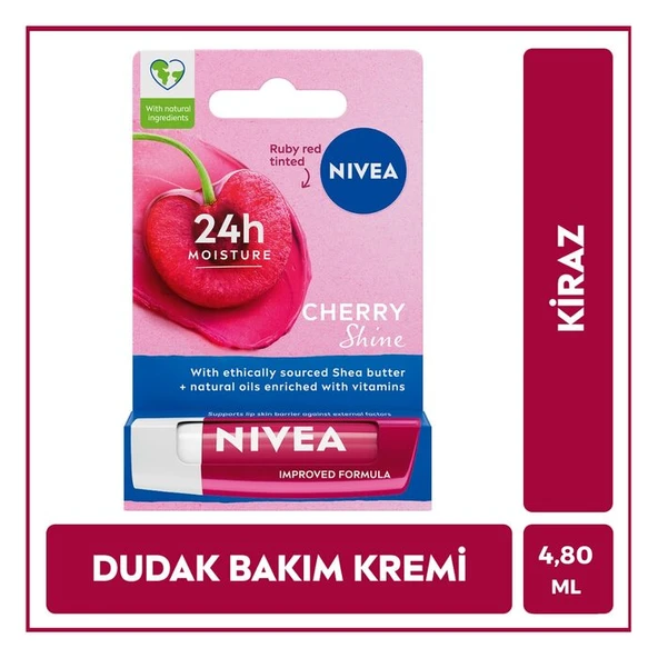 NIVEA Dudak Bakım Kremi Ve Parlatıcısı Kiraz 4,8 G 24 Saat Nem ürün görseli