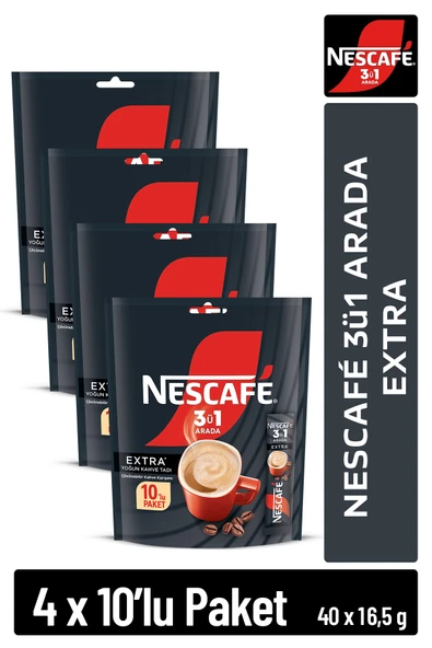 Nescafe 3ü1 Arada Extra Çözünebilir Kahve 16,5g 10'lu Paket 10X4 ürün görseli