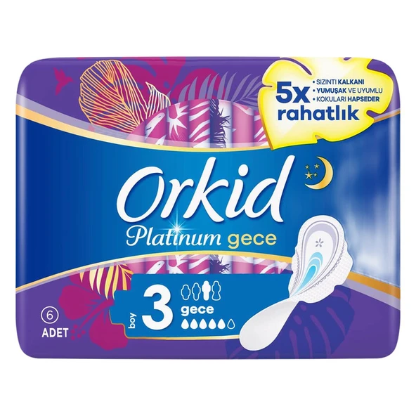 Orkid Hijyenik Ped Platinum Gece 6'lı ürün görseli 1