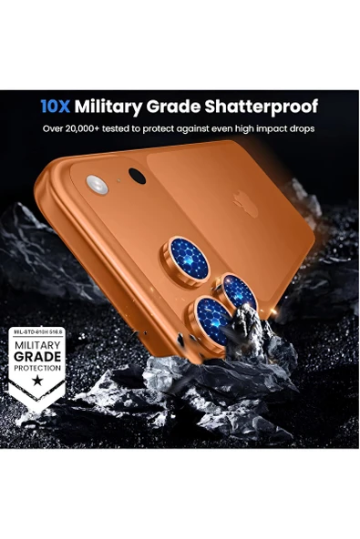 Apple iPhone 17 Air Metal Çerçeveli Kamera Koruma Lensi Gold - Resim 7