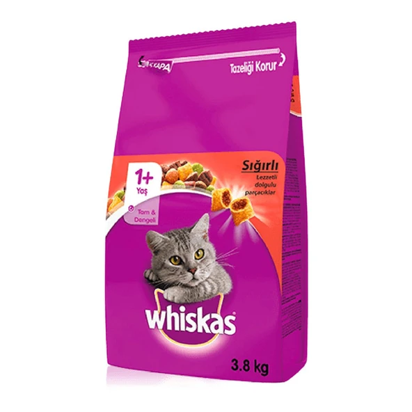Whiskas Sığır Etki Kuru Kedi Maması 3.8kg ürün görseli 1