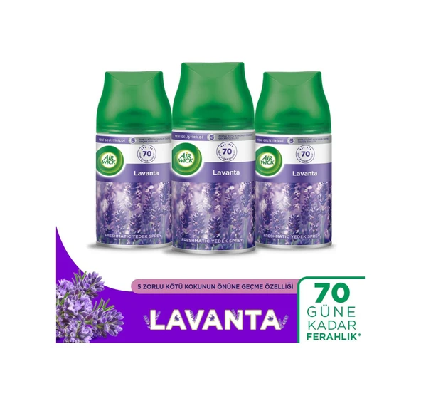 Air Wick Oda Kokusu Freshmatic Makine Yedek Spreyi Lavanta 3x250ml Lavanta ürün görseli 1
