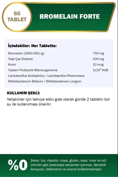 Nutraxin Bromelain Forte 60 Tablet 4 Adet - Resim 3