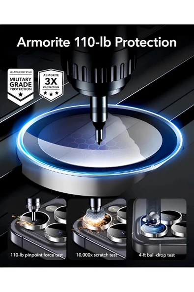 Apple iPhone 17 Air Metal Çerçeveli Kamera Koruma Lensi Gold - Resim 2