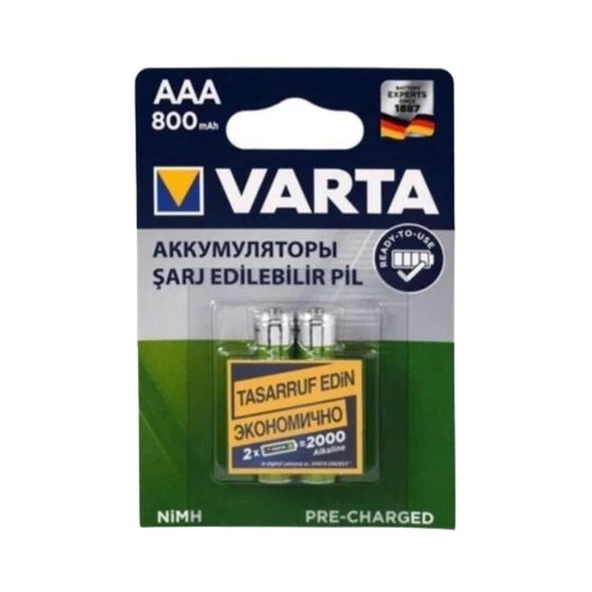 Varta Pil Rech Accu Pow 2 Aaa 800 Ma ürün görseli