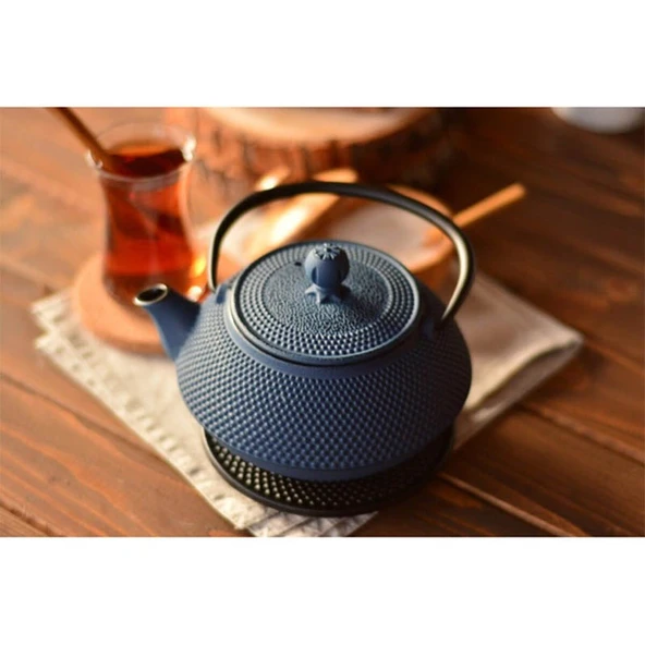 Taşev Linden Sümbül 750 ml Döküm Demlik Gök Mavi - Resim 2