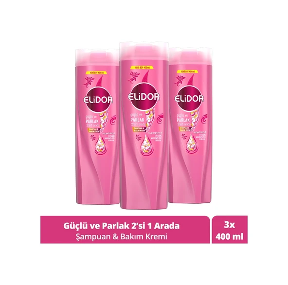 Elidor Superblend 2'si 1 Arada Güçlü ve Parlak Şampuan ve Saç Kremi 3 x 400 ML ürün görseli 1