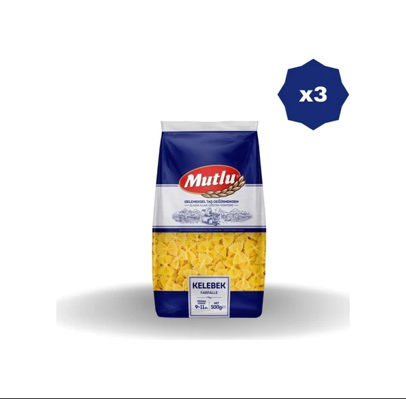 Kelebek Makarna 500 Gr X 3 Adet ürün görseli