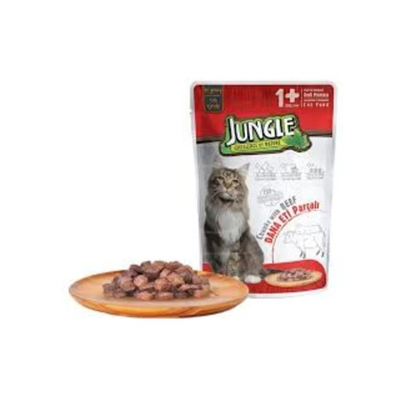 Jungle Mama Biftekli Jelli Kedi Yaş 100 Gr ürün görseli 1