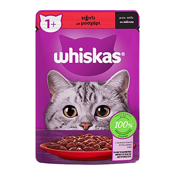 Whiskas Mama Yaş Pouch Sos İçinde Sığır Etli Yetişkin Kedi 85 Gr ürün görseli 1