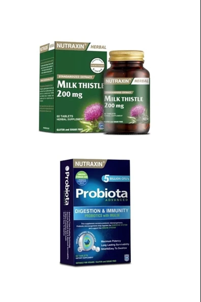 Nutraxin Milk Thistle 60 Tablet + Probiota 60 Tablet ürün görseli